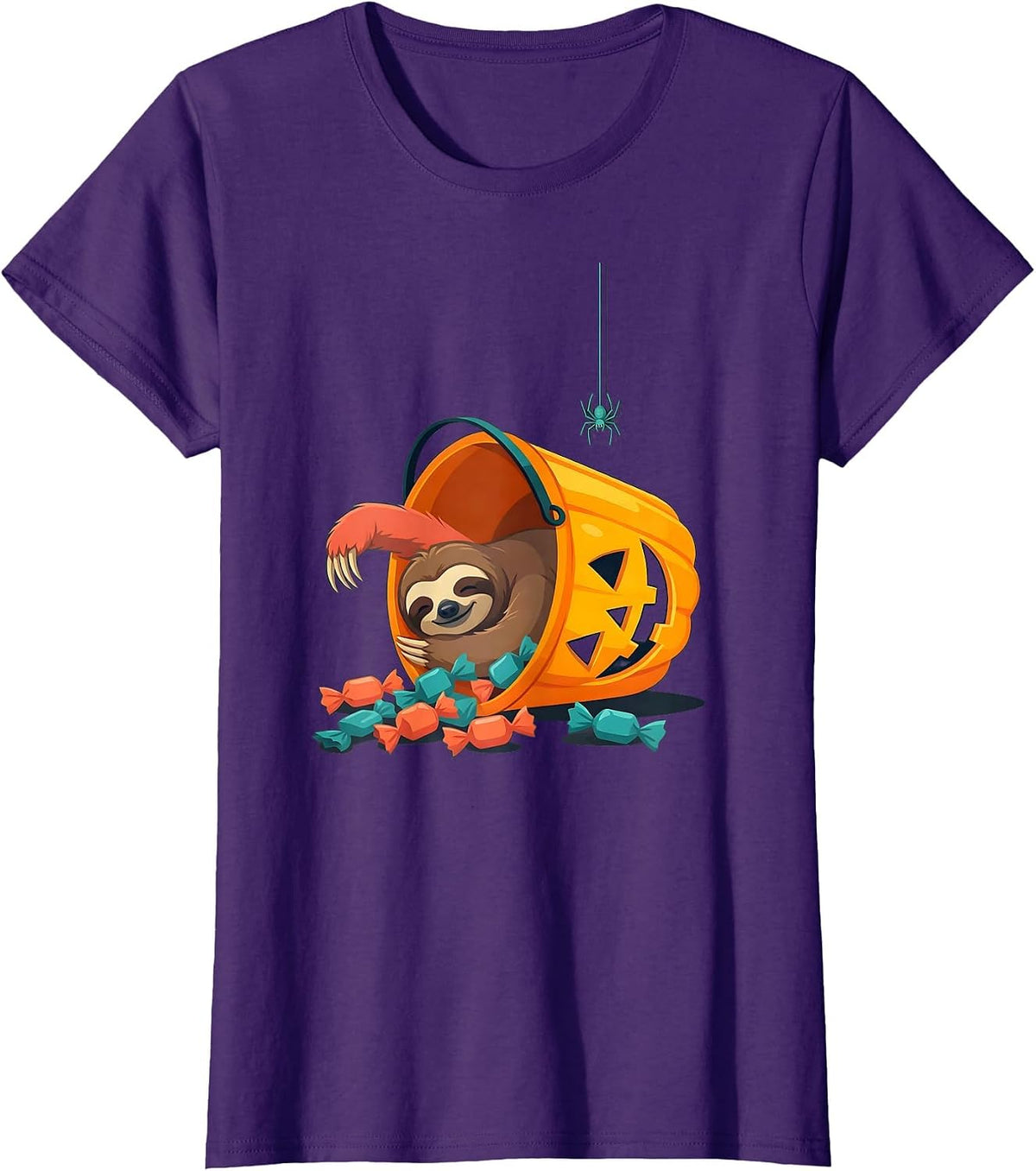 Women's Sloth Halloween Costume Funny Sloth Lover Novelty T-Shirt - Purple