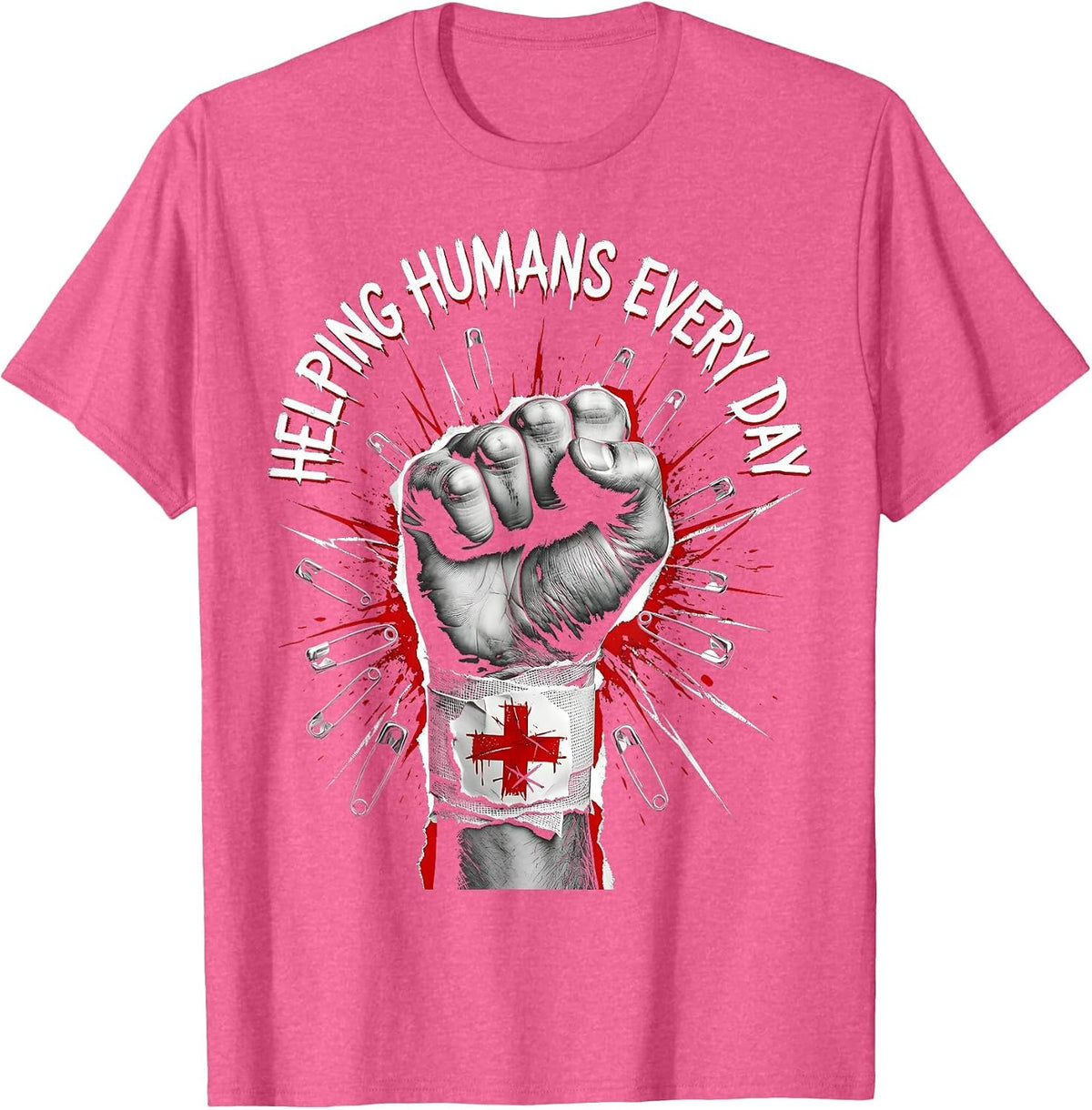 Helping Humans Every Day Social Worker Design T-Shirt - Pink Heather