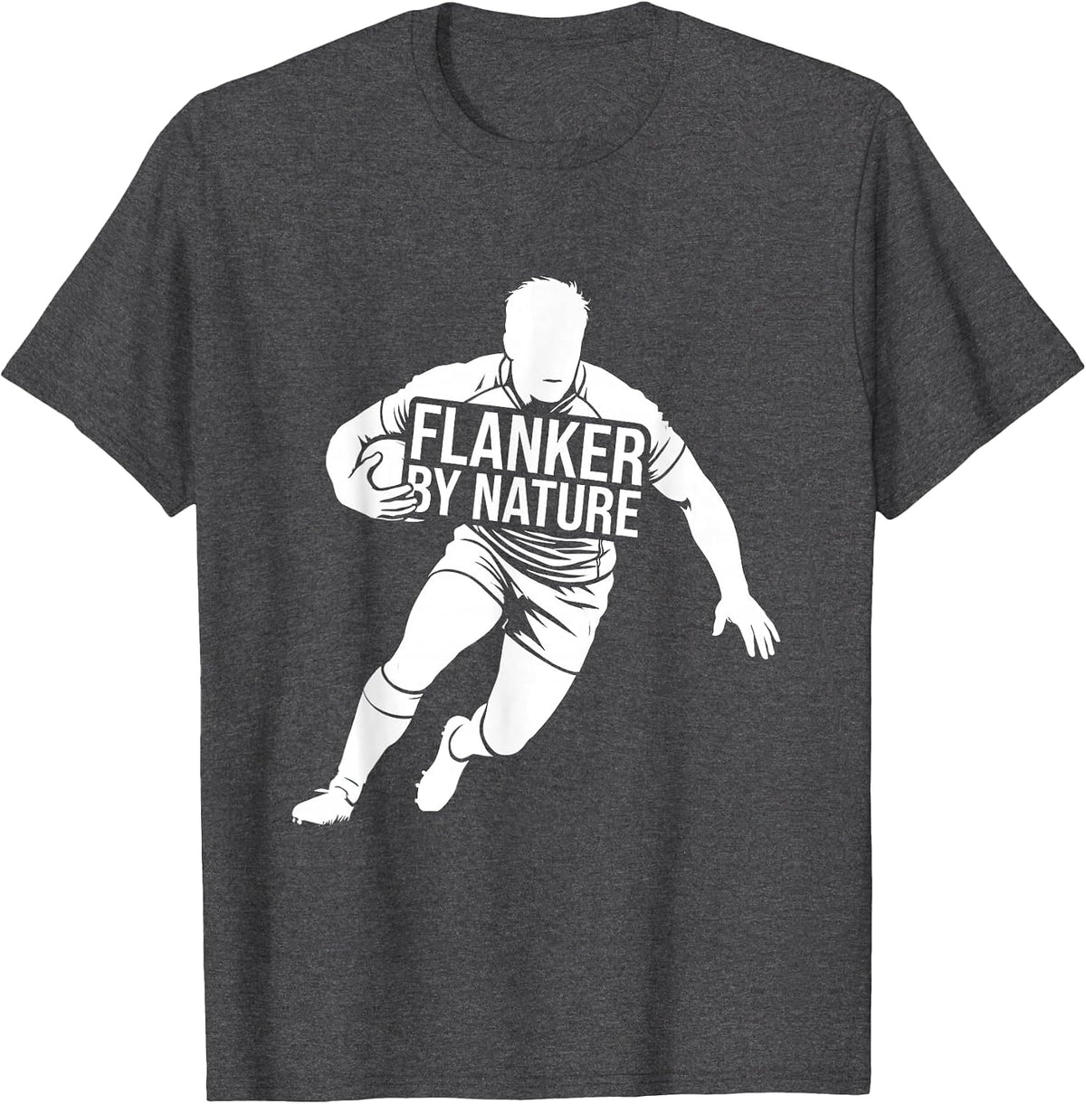 Flanker By Nature Rugby Graphic Design T-Shirt - Dark Heather Grey