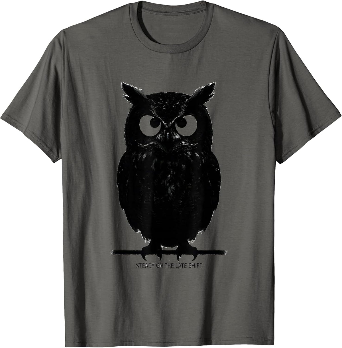 Men's Steady On The Late Shift Retro Owl Lover Humor Funny T-Shirt - Asphalt Grey