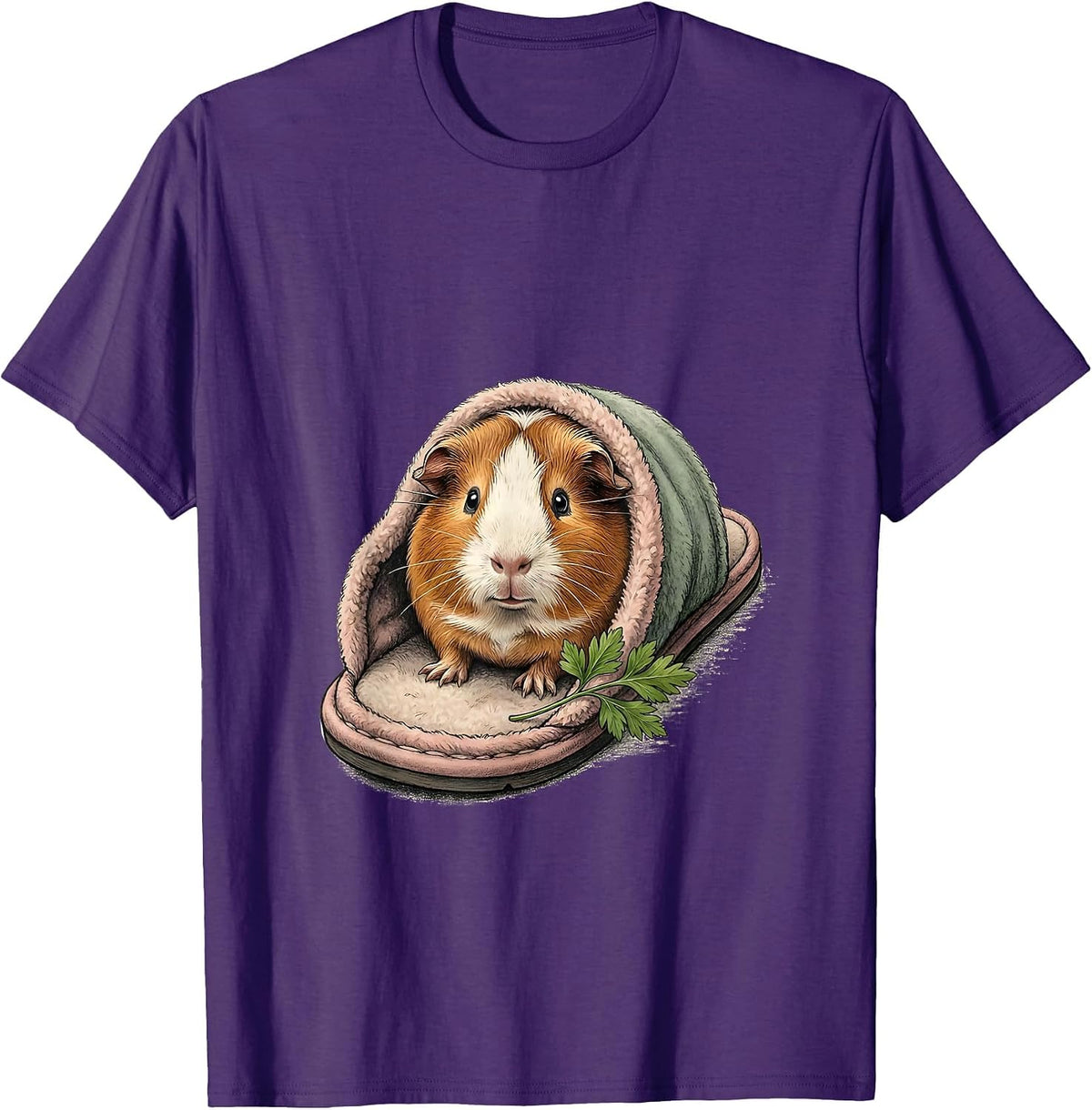 Plump Guinea Pig Slipper Cozy Novelty Humor T-Shirt - Purple
