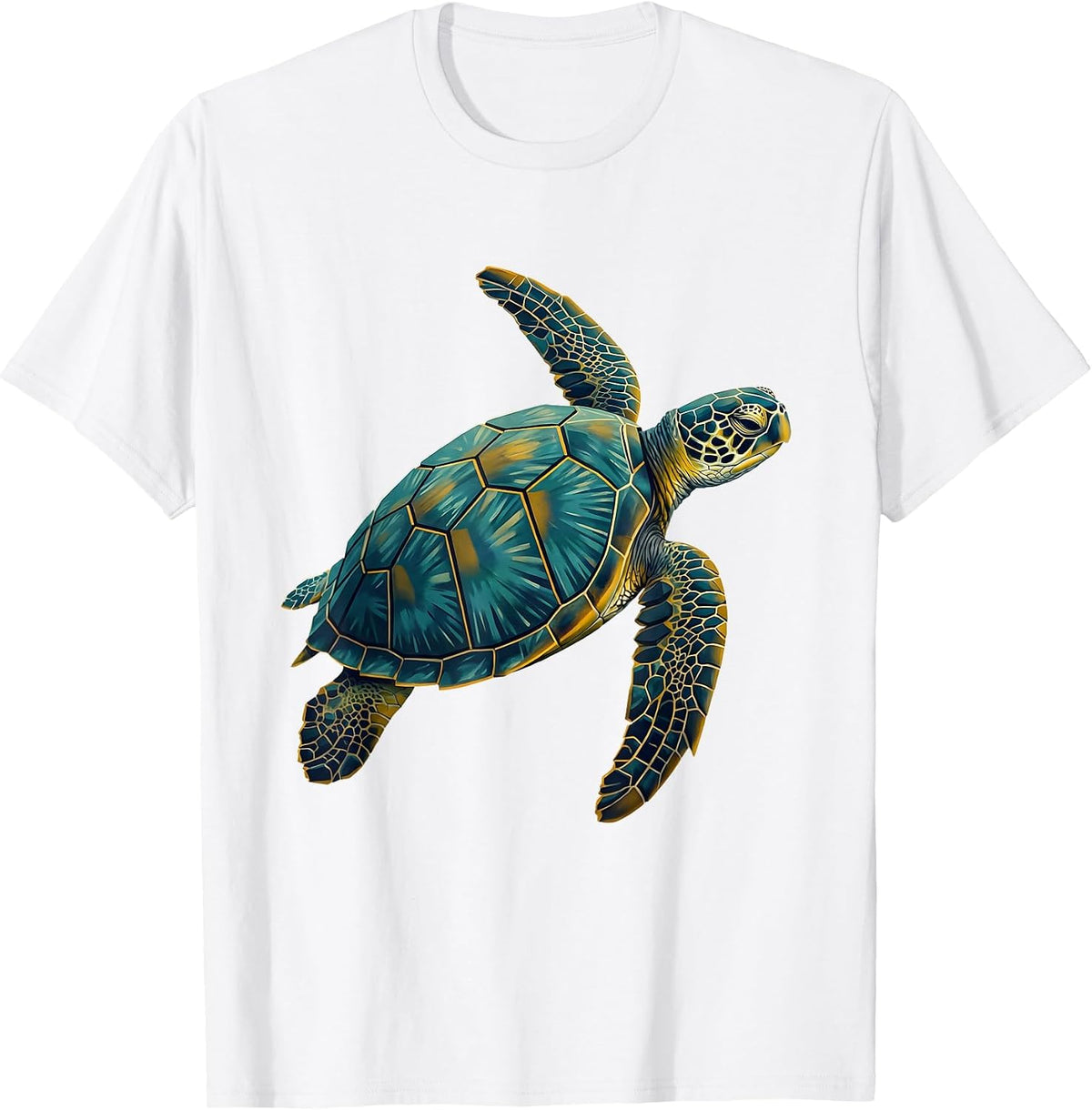 Men's Sea Turtle Midcentury Modern Ocean Animal Beach Art T-Shirt - White