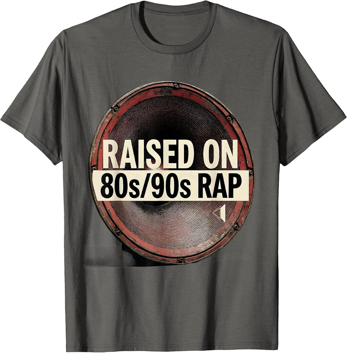Men's Raised On 80s/90s Rap Retro Hip Hop Old School Nostalgia T-Shirt - Asphalt Grey
