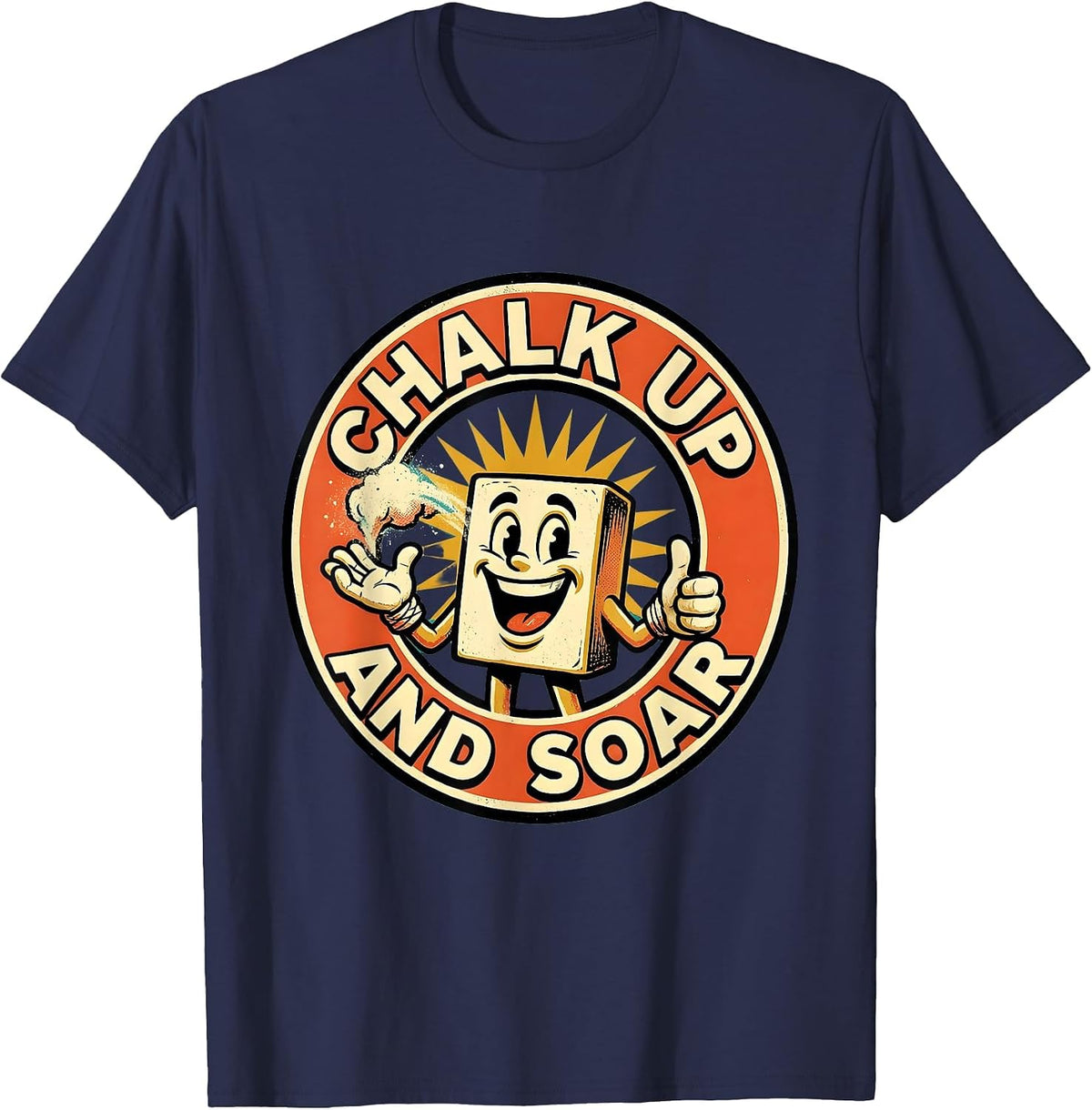 Chalk Up and Soar Gymnastics Inspirational Design T-Shirt - Navy Blue