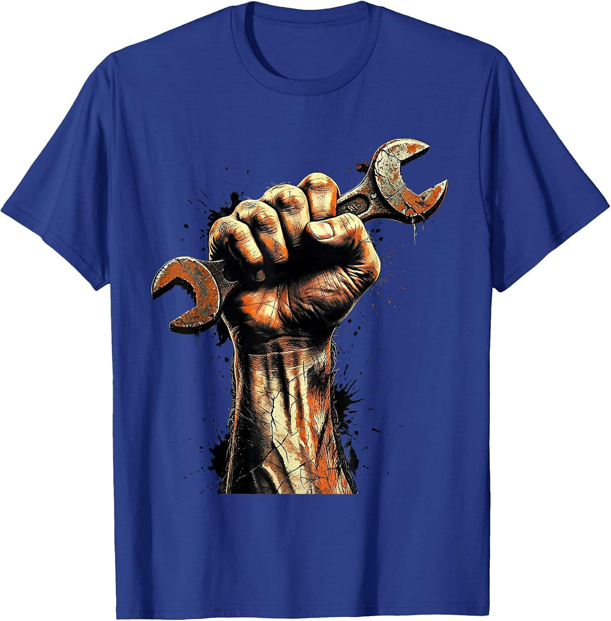 Men's Rosie the Riveter Wrench Fist Power Graphic T-Shirt - Royal Blue