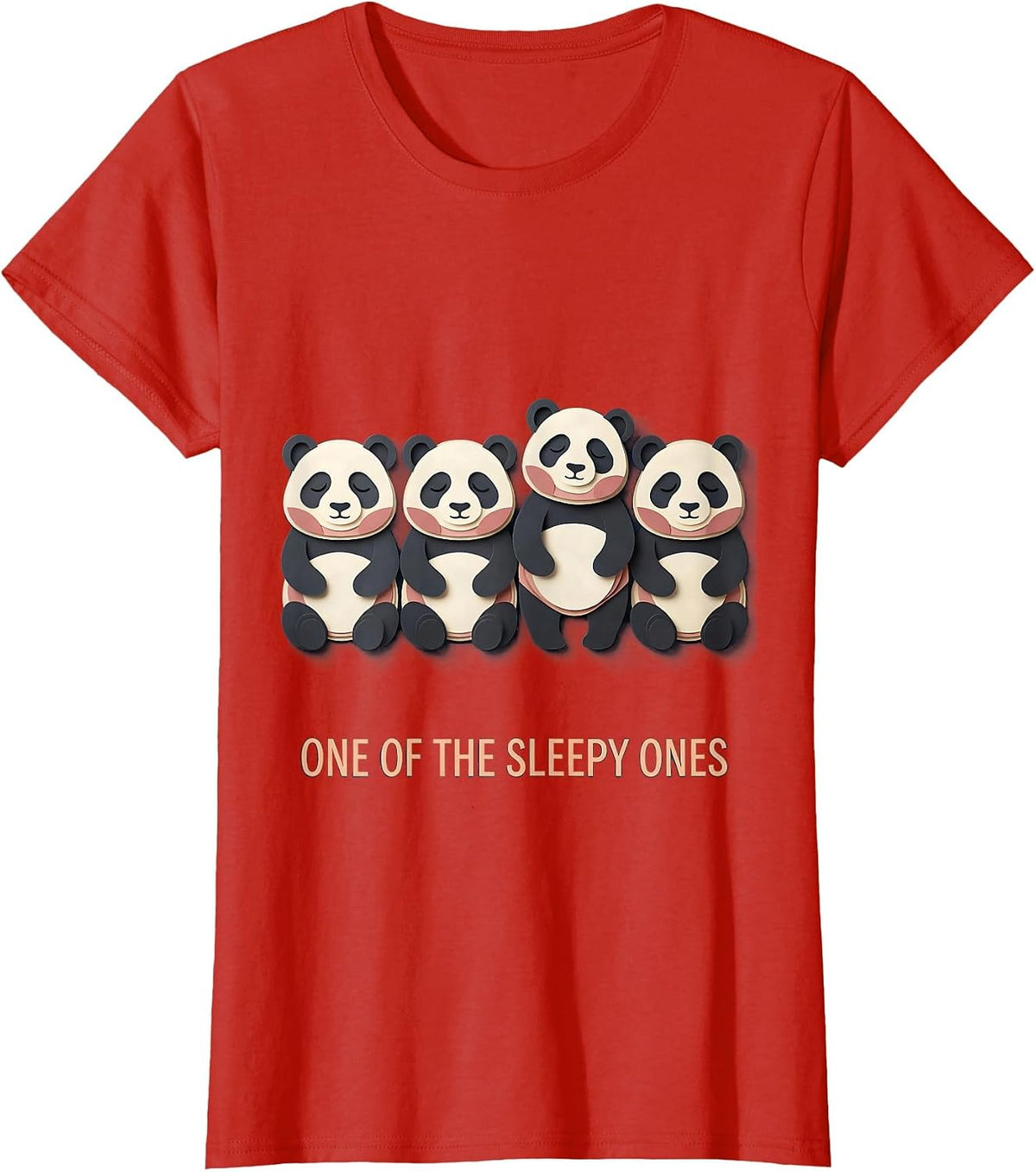 Women's One Of The Sleepy Ones Cute Panda Sleepshirt Animal Lover T-Shirt - Red