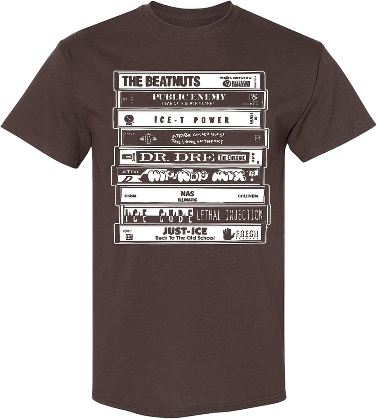Hip Hop Cassette Tape T-Shirt Old School 90s Rap Music Graphic Tee Men - Chocolate