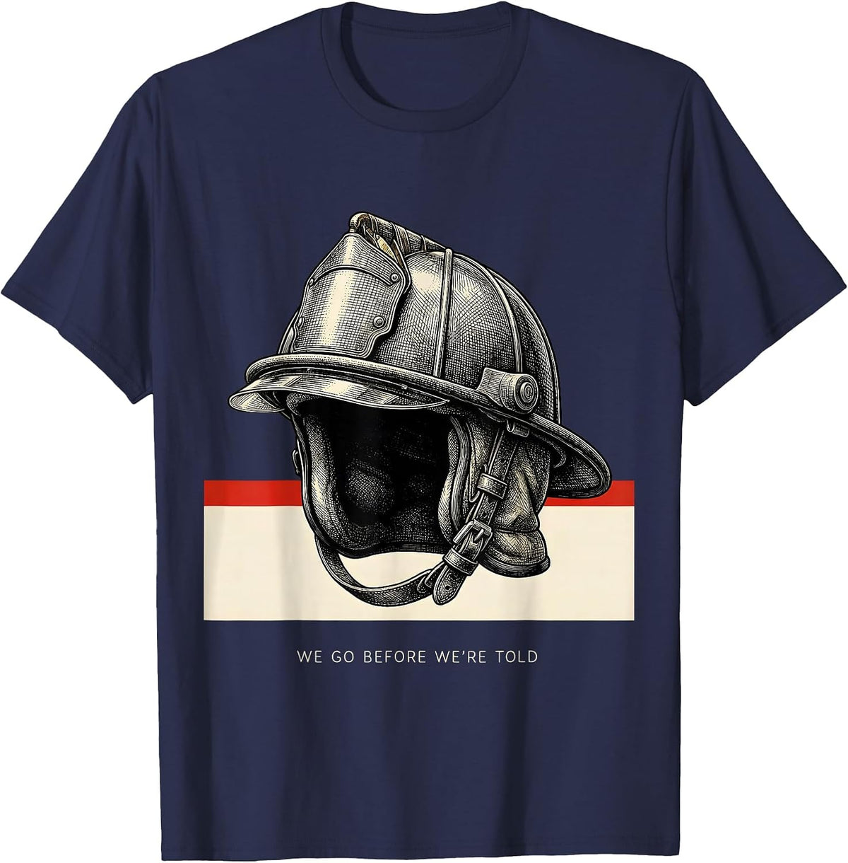 Men's We Go Before We're Told Firefighter Tribute Crosshatch T-Shirt - Navy Blue