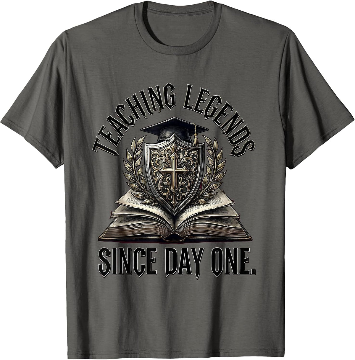 4th Grade Teacher Teaching Legends Since Day One T-Shirt - Asphalt Grey