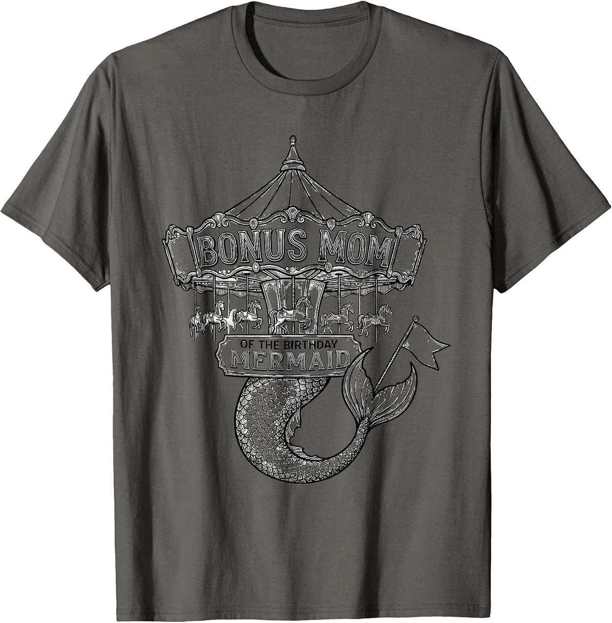 Men's Bonus Mom Of The Birthday Mermaid Family Matching Party T-Shirt - Asphalt Grey