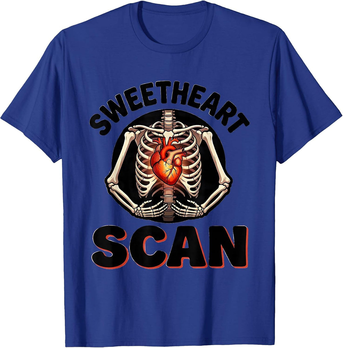 Sweetheart Scan Funny Radiology Tech Valentine Skeleton T-Shirt - Royal Blue