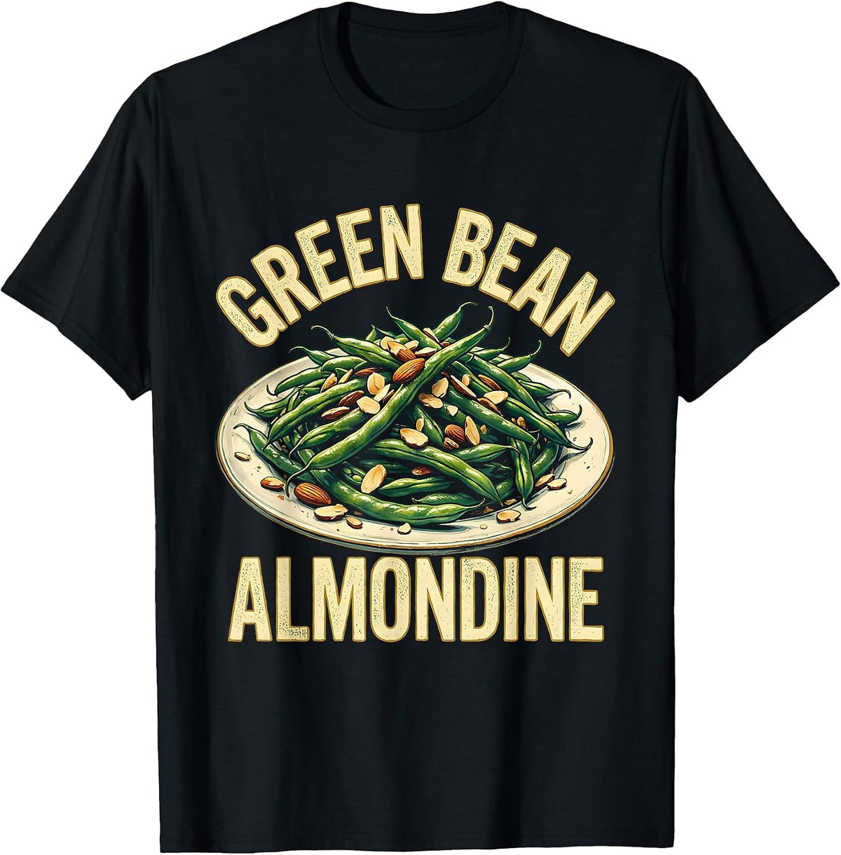 Men's Green Bean Almondine Thanksgiving Dish Bootleg 90's Rap T-Shirt - Black