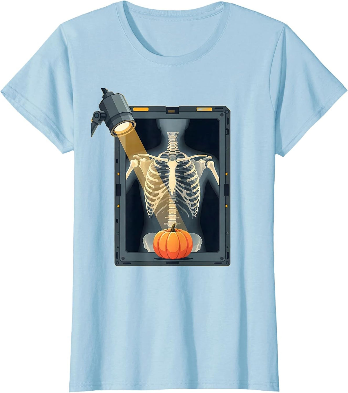 Radiant Bat X-Ray Tech Halloween Radiology Crew T-Shirt - Baby Blue