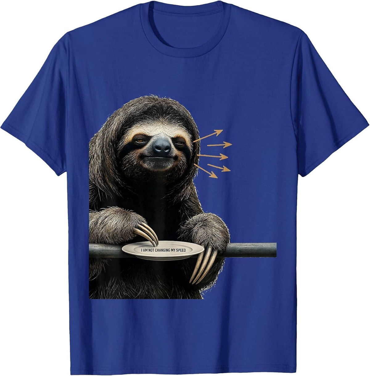 I Am Not Changing My Speed Funny Sloth Lover Animal Humor T-Shirt - Royal Blue