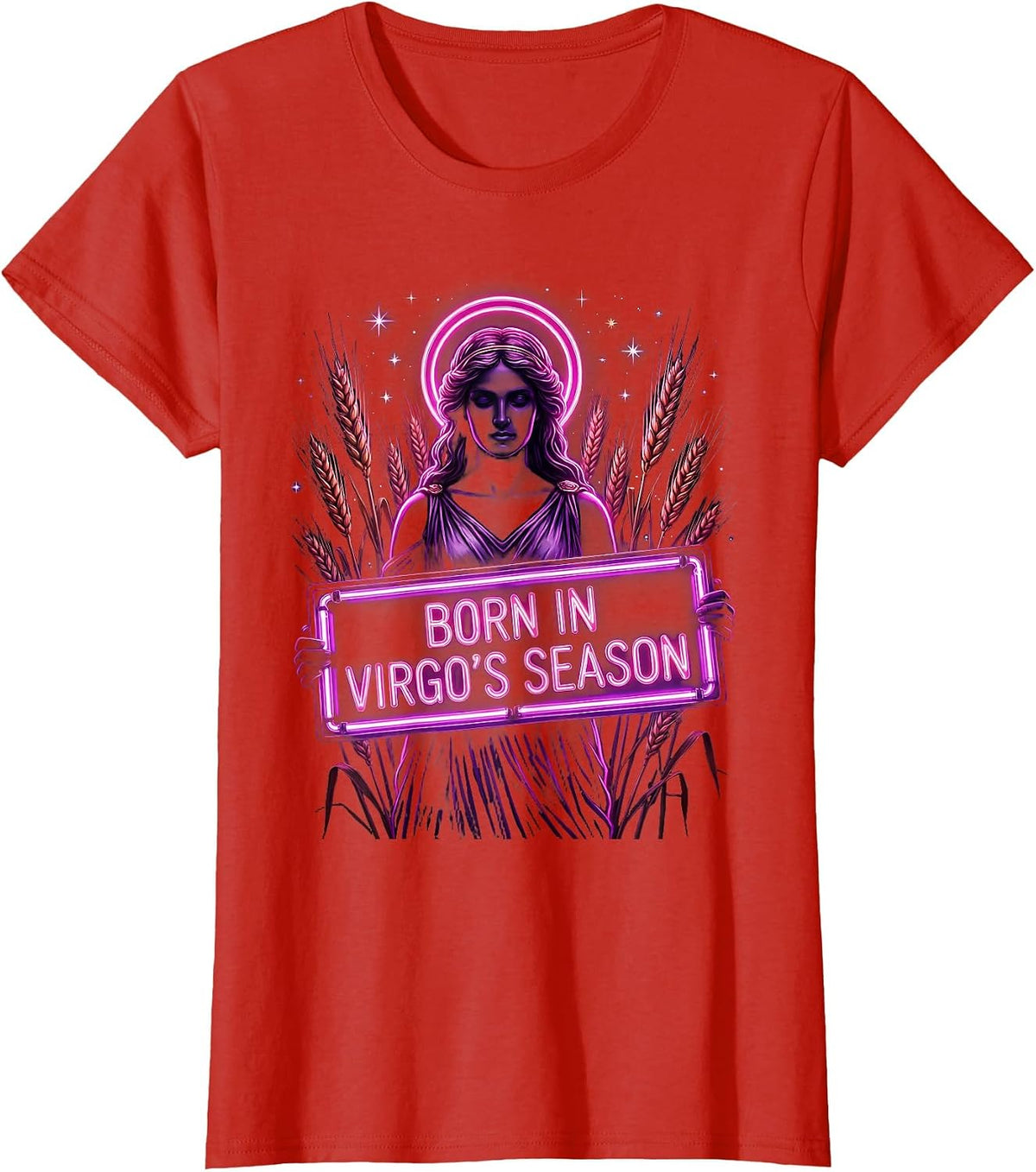 Born in Virgo's Season Astrology Design T-Shirt - Red