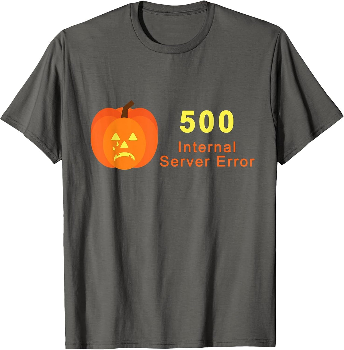 Crying Halloween Jack o' Lantern 500 Internal Server Error T-Shirt - Asphalt Grey