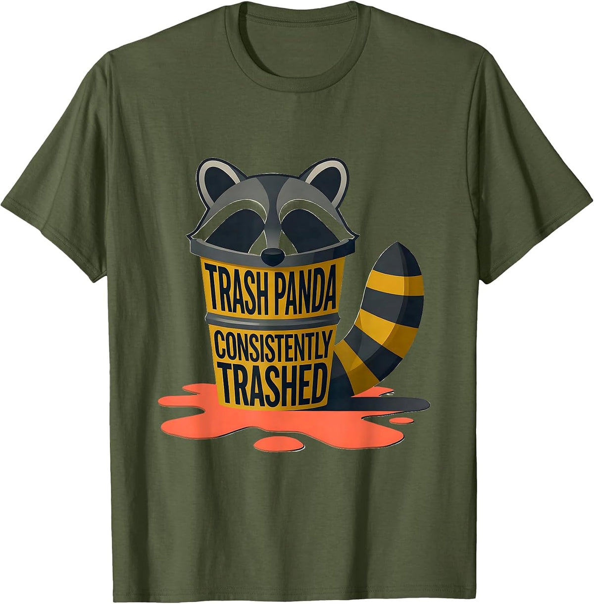 Trash Panda Consistently Trashed Funny Raccoon Gag Gift T-Shirt - Olive Green