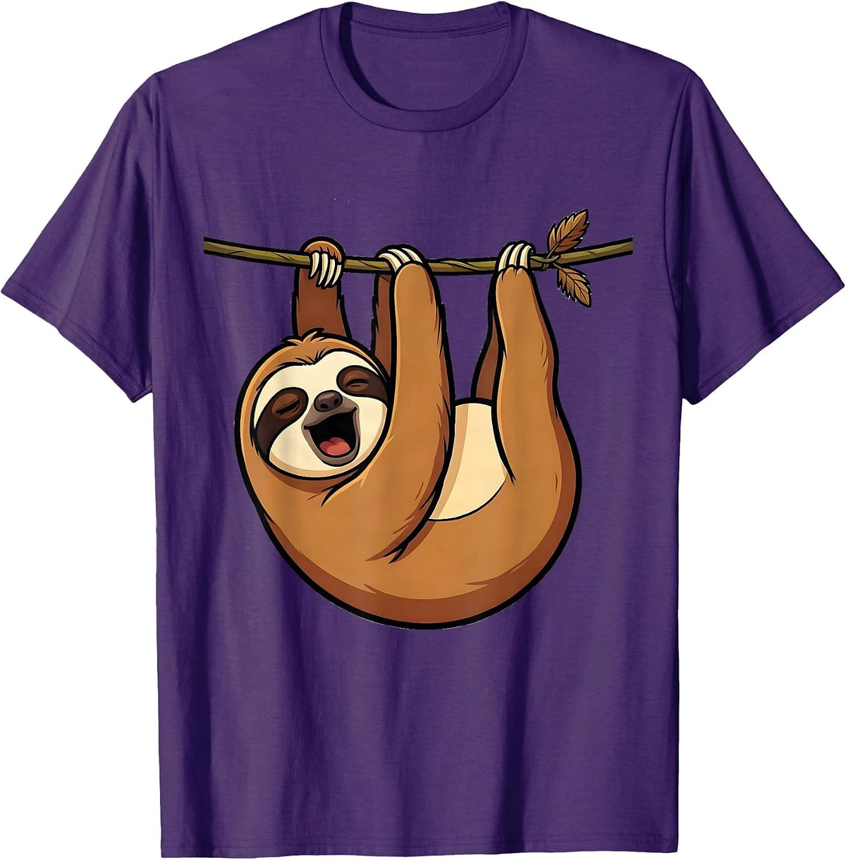 Rounded Sloth Cartoon Funny Sloth Lover Gift T-Shirt - Purple