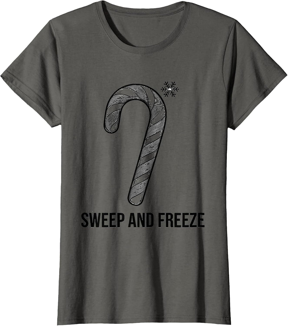 Women's Sweep And Freeze Funny Medical Tech Christmas Sonographer T-Shirt - Asphalt Grey