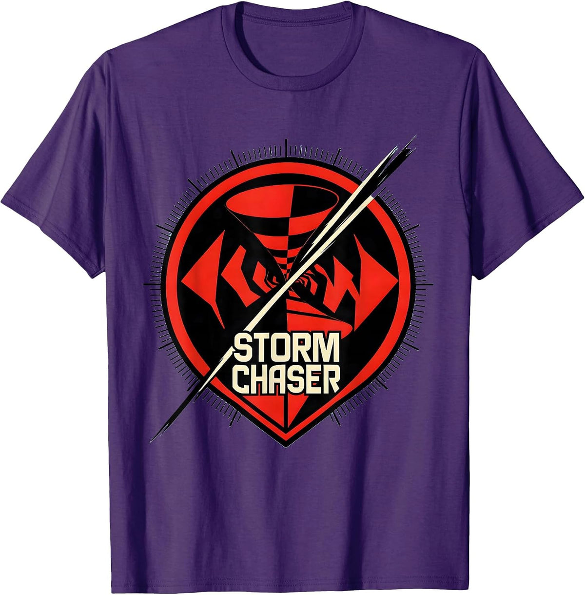 Storm Chaser Constructivist Poster Meteorology Enthusiast T-Shirt - Purple