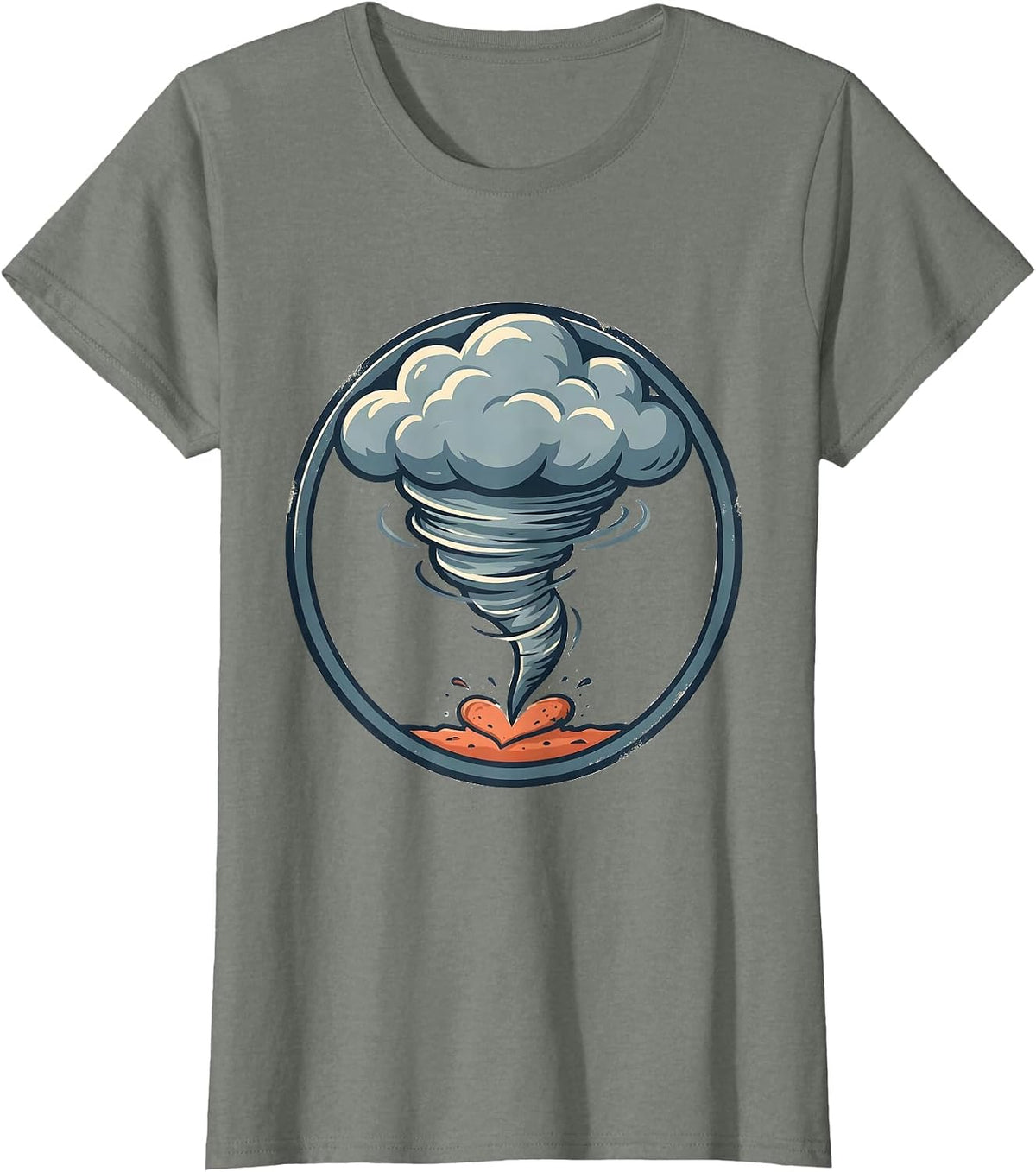 Women's Round Tornado Badge Storm Chaser Meteorology Enthusiast T-Shirt - Olive Heather