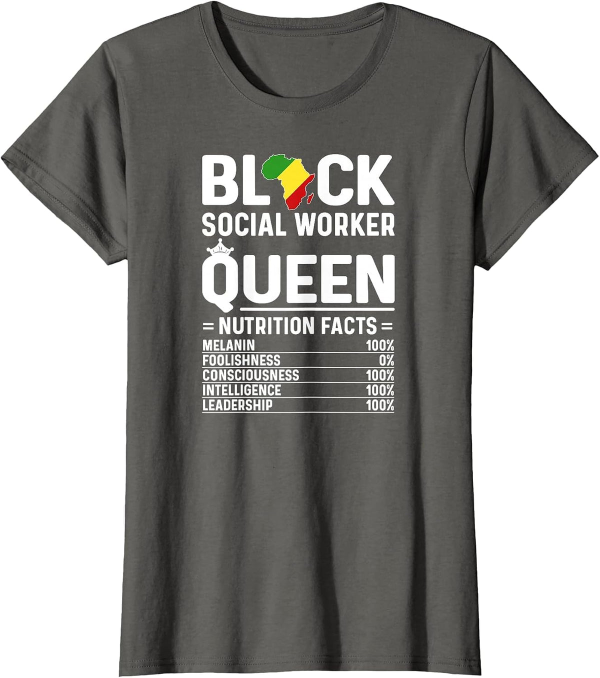 Black Social Worker Queen African American Social Workers T-Shirt - Asphalt Grey