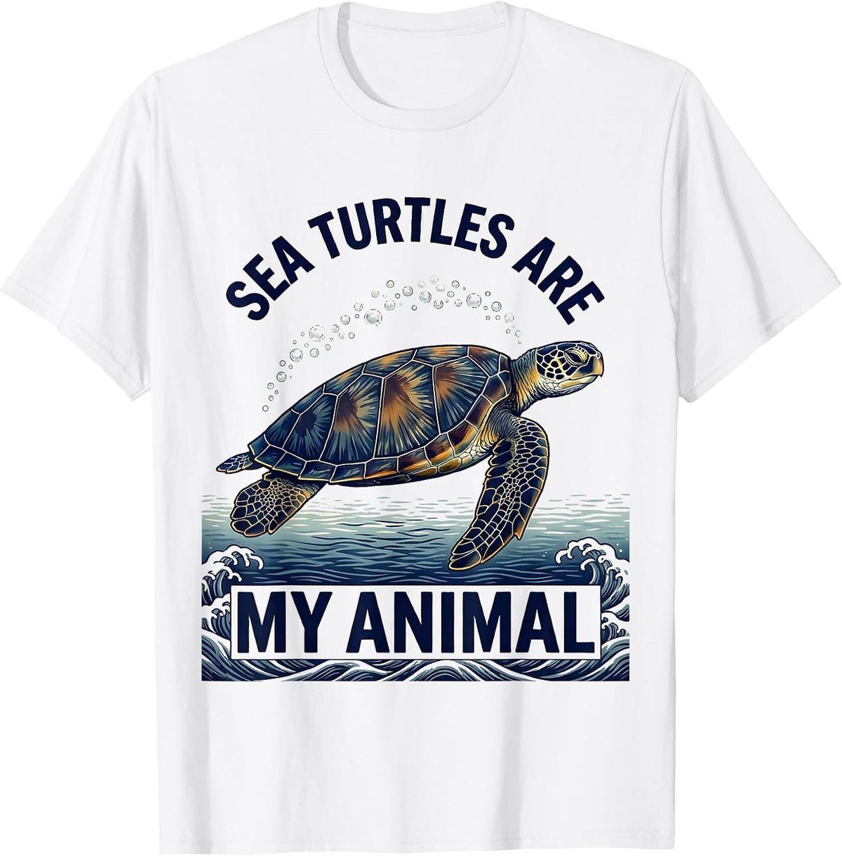 Men's Sea Turtles Are My Animal Ukiyo-e Ocean Animal Lover T-Shirt - White