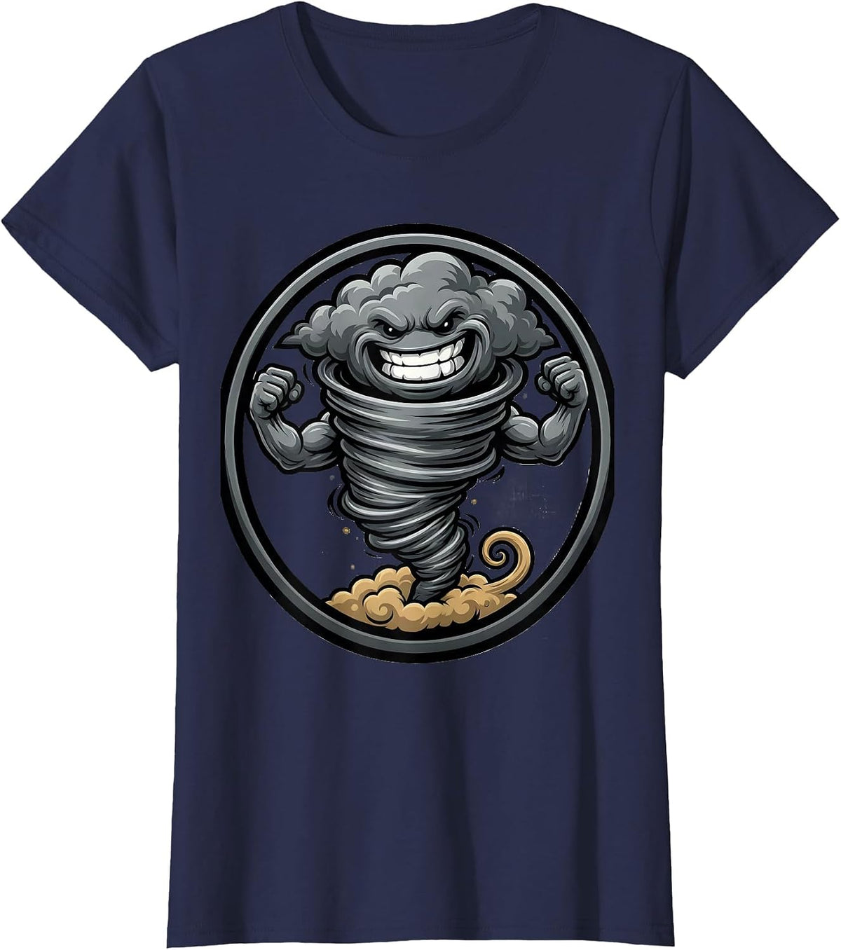 Women's Tornado Mascot Weather Enthusiast Storm Chaser T-Shirt - Navy Blue