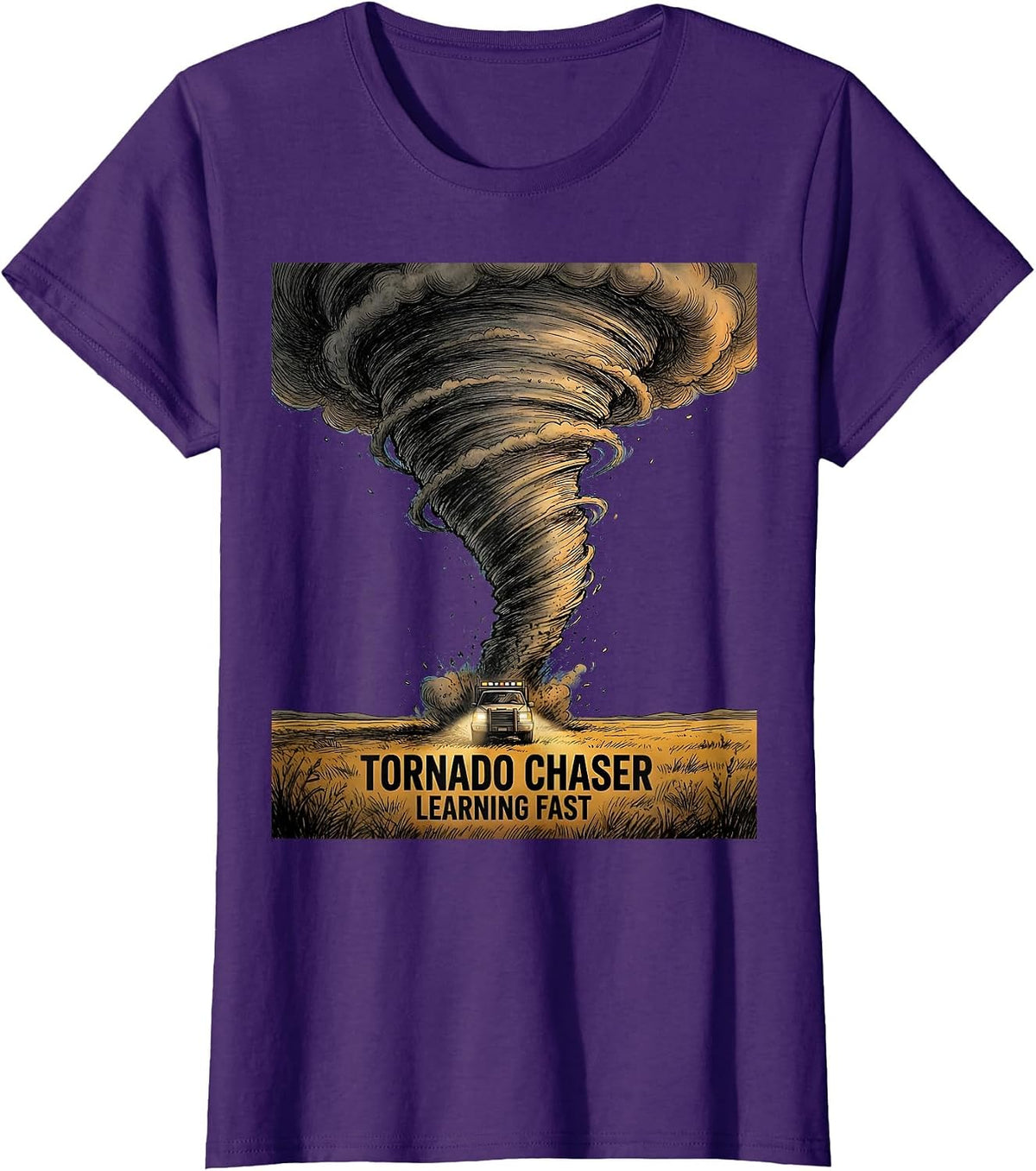Women's Tornado Chaser Learning Fast Funny Storm Chaser Meteorology T-Shirt - Purple