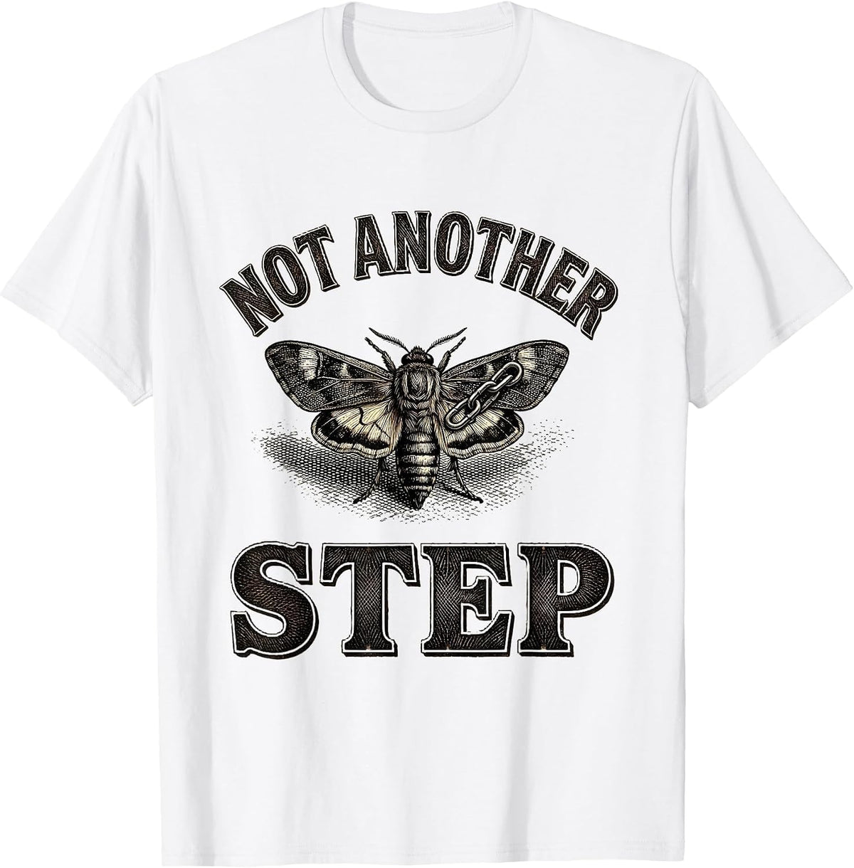 Men's Not Another Step Gothic Emo Alt Y2K Grunge Aesthetic T-Shirt - White