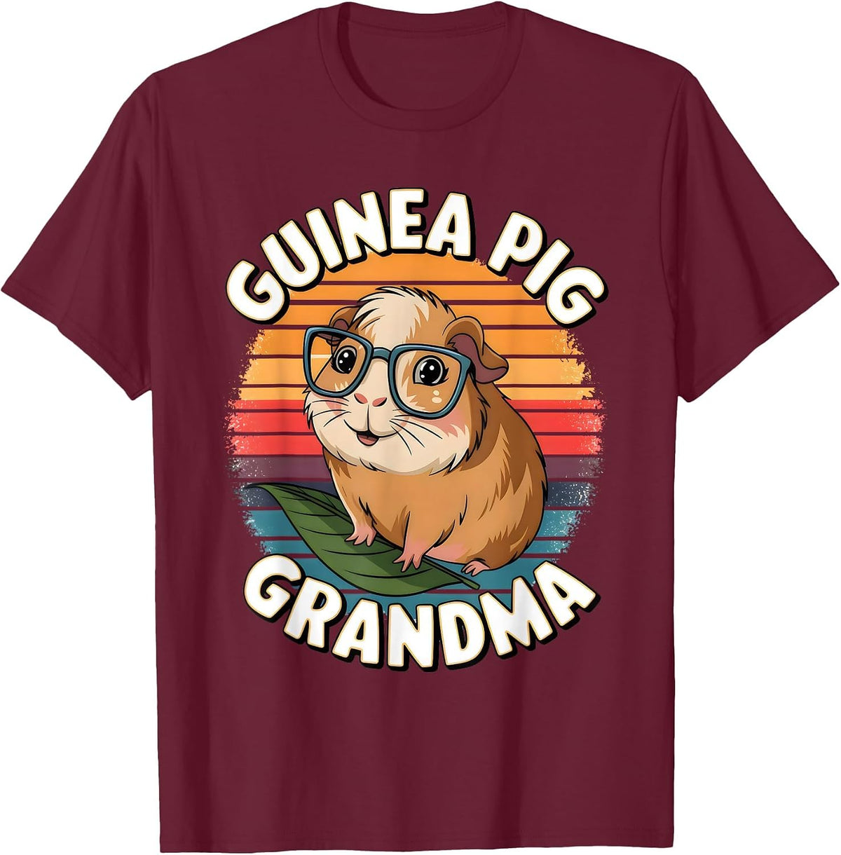 Cute Guinea Pig Grandma Design for Grandmothers T-Shirt - Burgundy