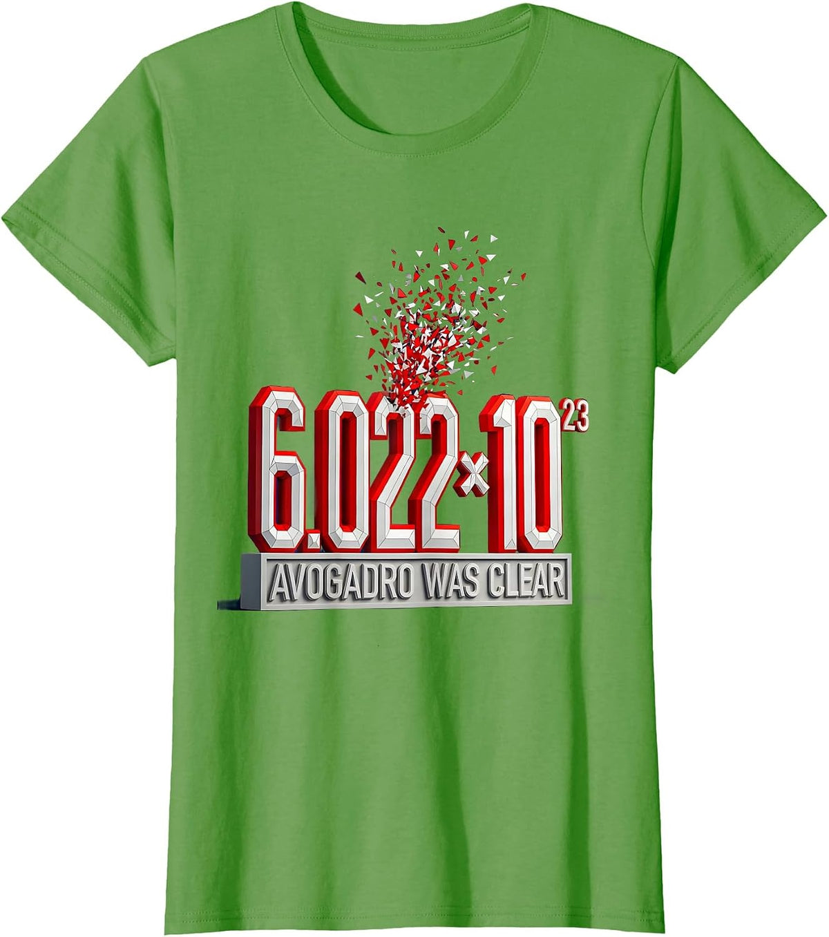 Women's Avogadro Was Clear Low Poly Faceted Chemistry Mole Day T-Shirt - Grass Green