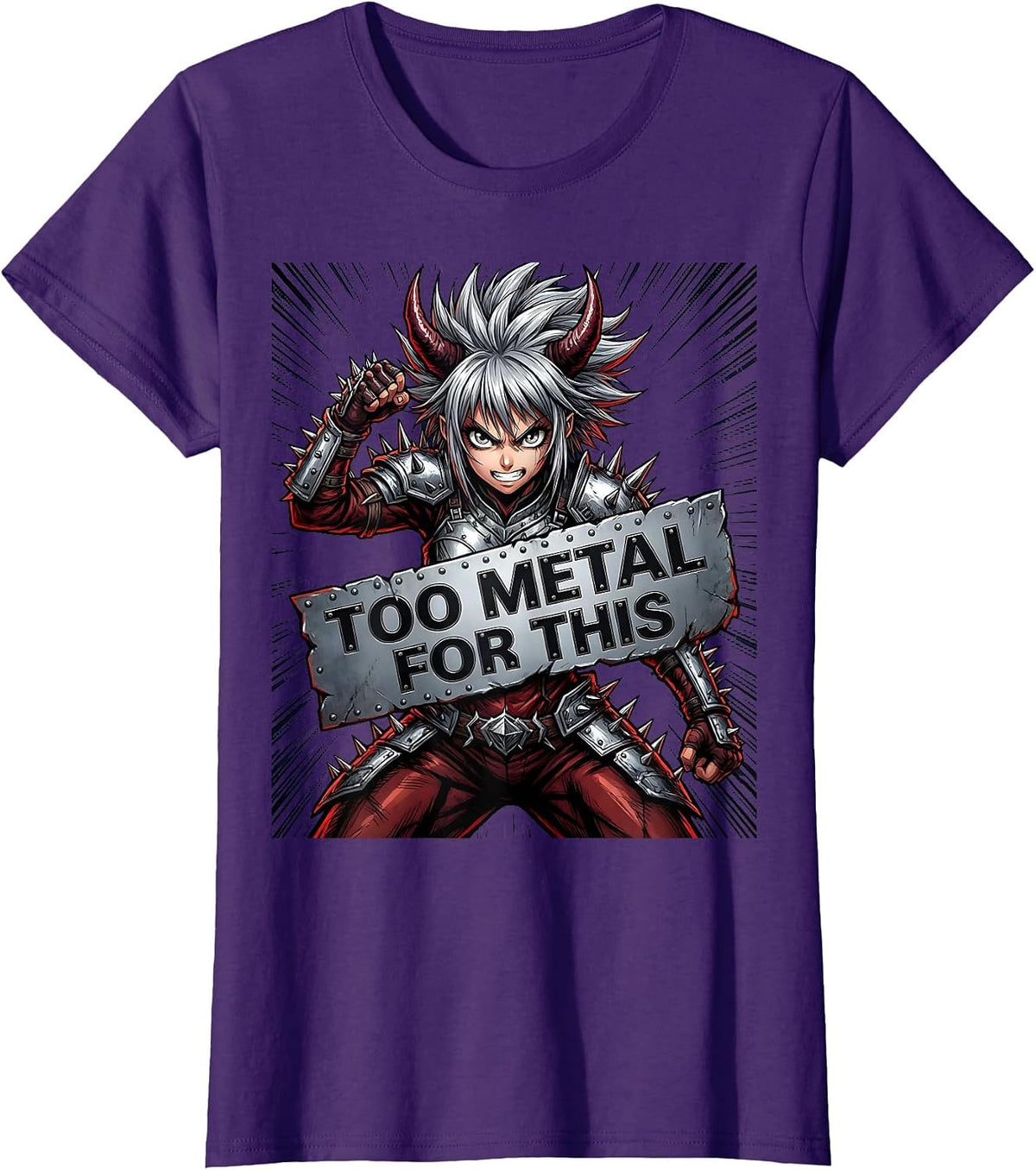 Women's Too Metal For This Heavy Metal Graphic Design T-Shirt - Purple