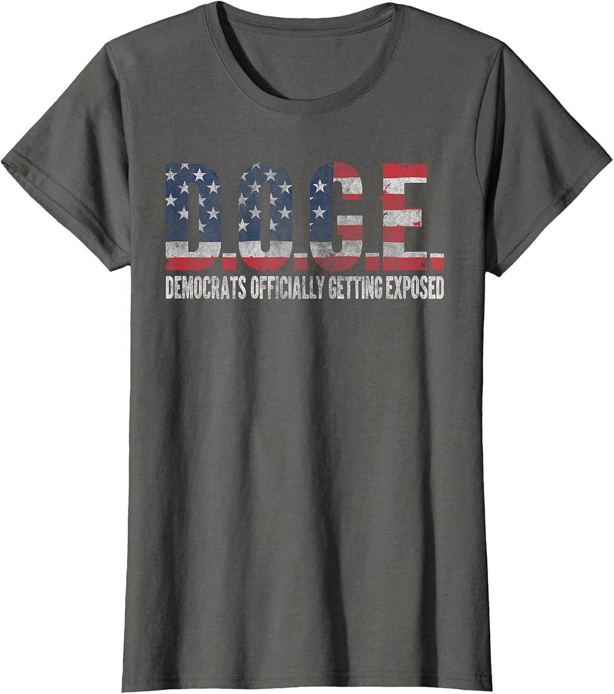 Vintage Retro Doge Democrats Exposed USA Flag Graphic Design T-Shirt - Asphalt Grey