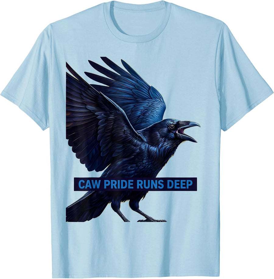 Men's CAW Pride Runs Deep Crow Lover Design T-Shirt - Baby Blue