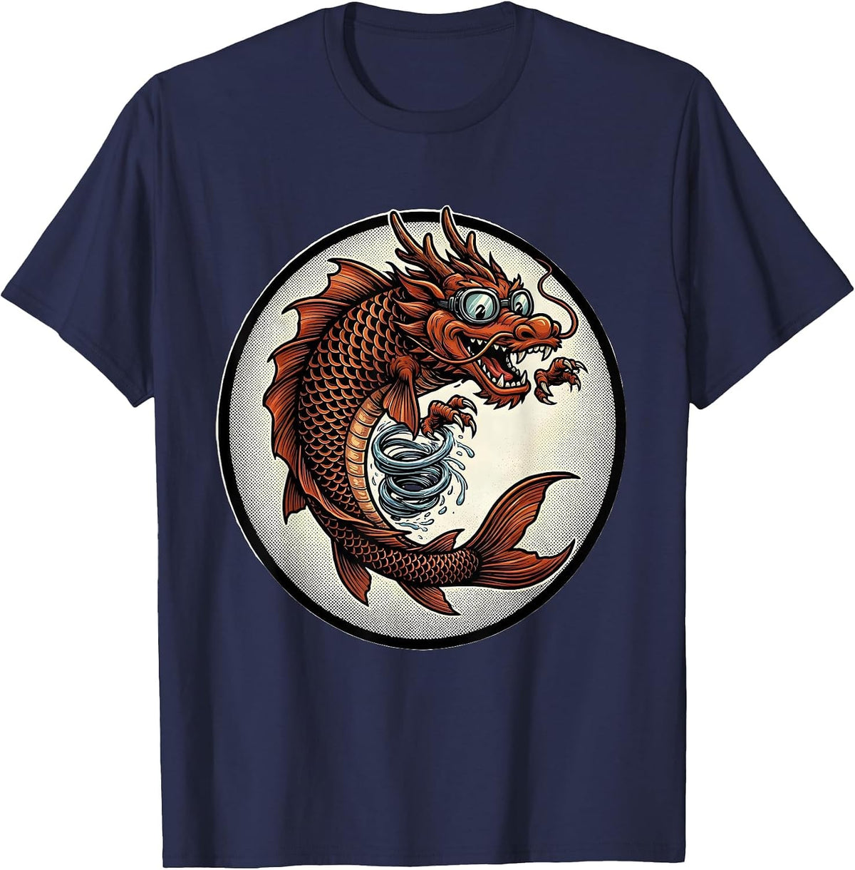 Koi to Dragon Transformation Anime Art T-Shirt - Navy Blue