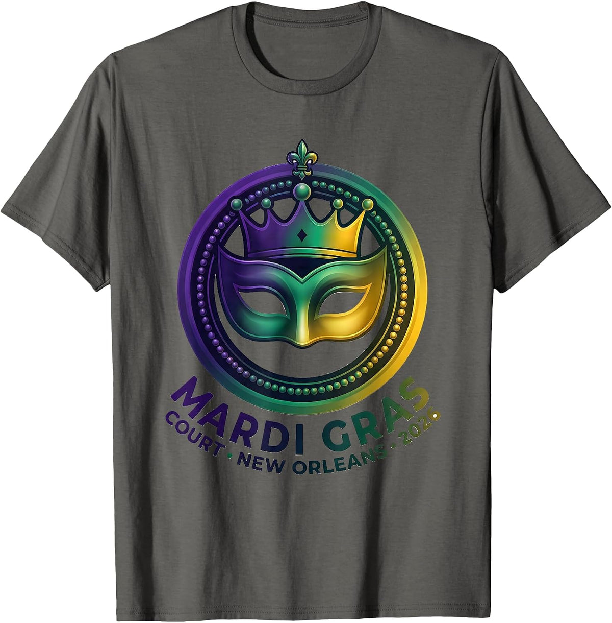 Men's Mardi Gras Court New Orleans 2026 Carnival Party Costume T-Shirt - Asphalt Grey