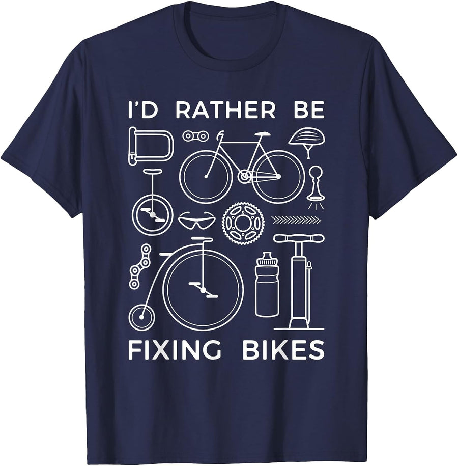 Bicycle Mechanic Rather Be Fixing Bike Repairmen T-Shirt - Navy Blue