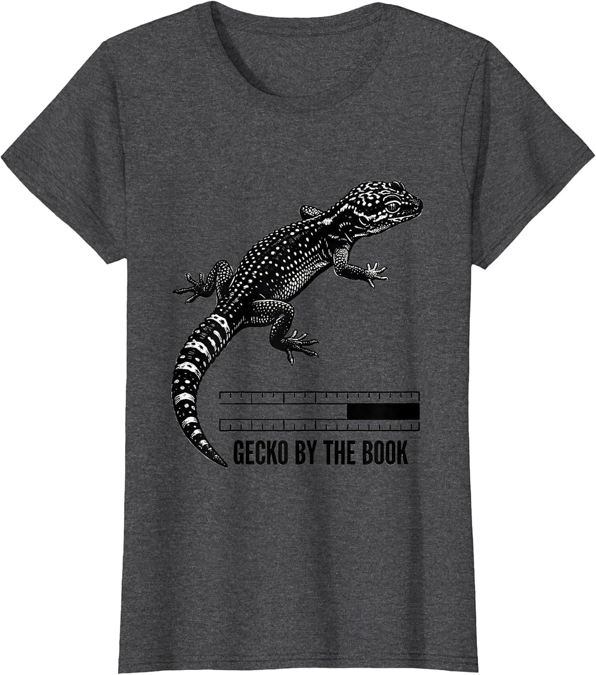 Women's Gecko By The Book Funny Reptile Lover Leopard Gecko Humor T-Shirt - Dark Heather Grey