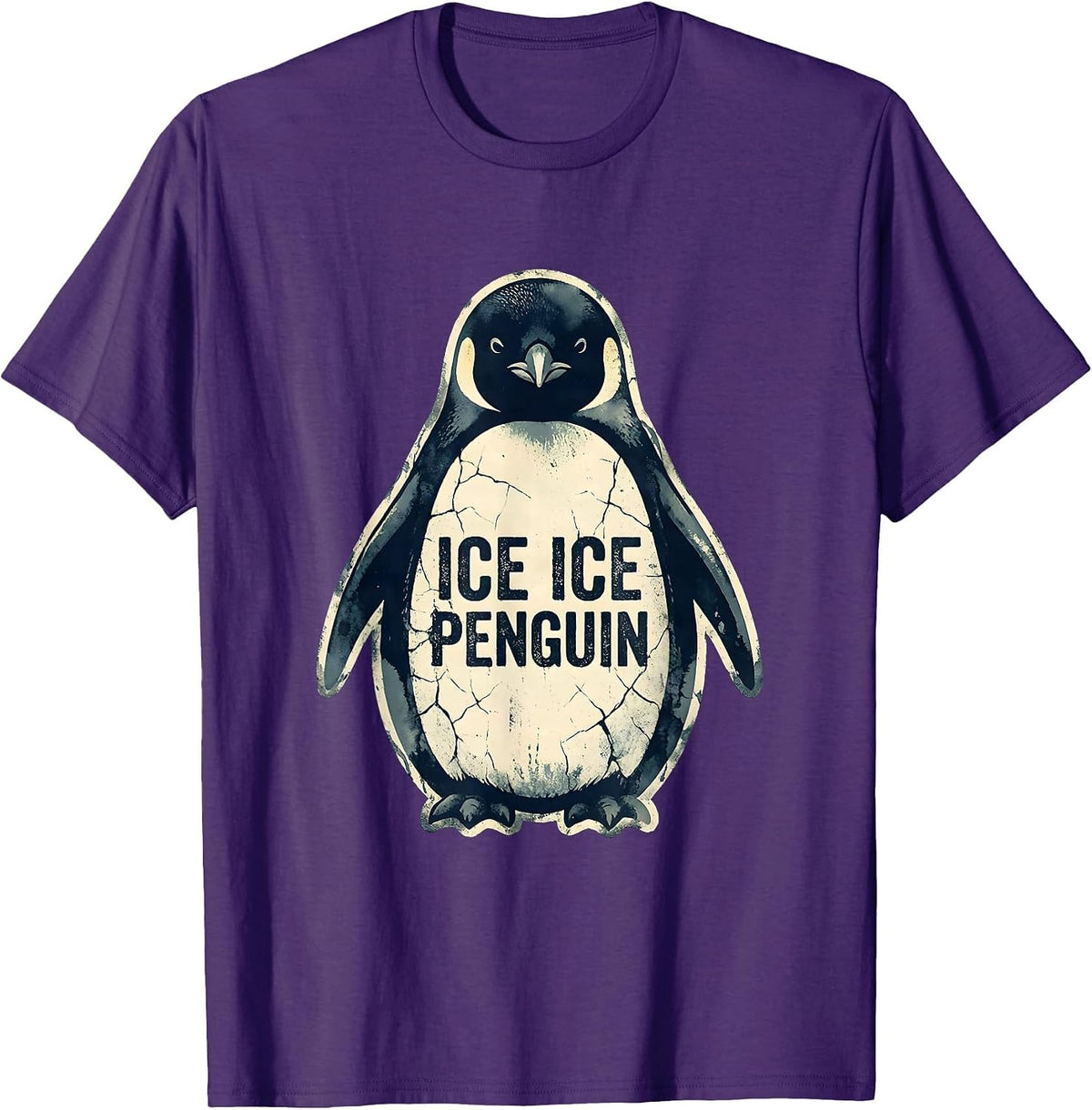 Ice Ice Penguin Funny Arctic Bird Design T-Shirt - Purple