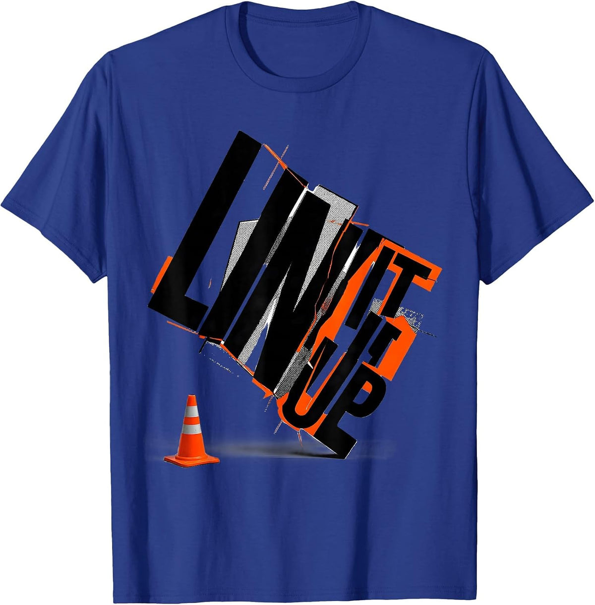 Men's Line It Up New Wave Typography PE Teacher Gym Class Back T-Shirt - Royal Blue