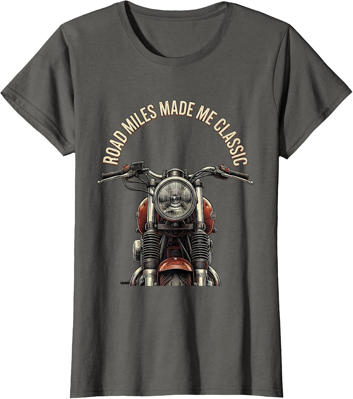 Women's Road Miles Made Me Classic Funny Biker Motorcycle Humor T-Shirt - Asphalt Grey