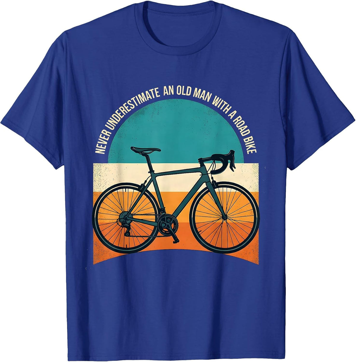 Never Underestimate An Old Man With A Road Bike Cycling T-Shirt - Royal Blue