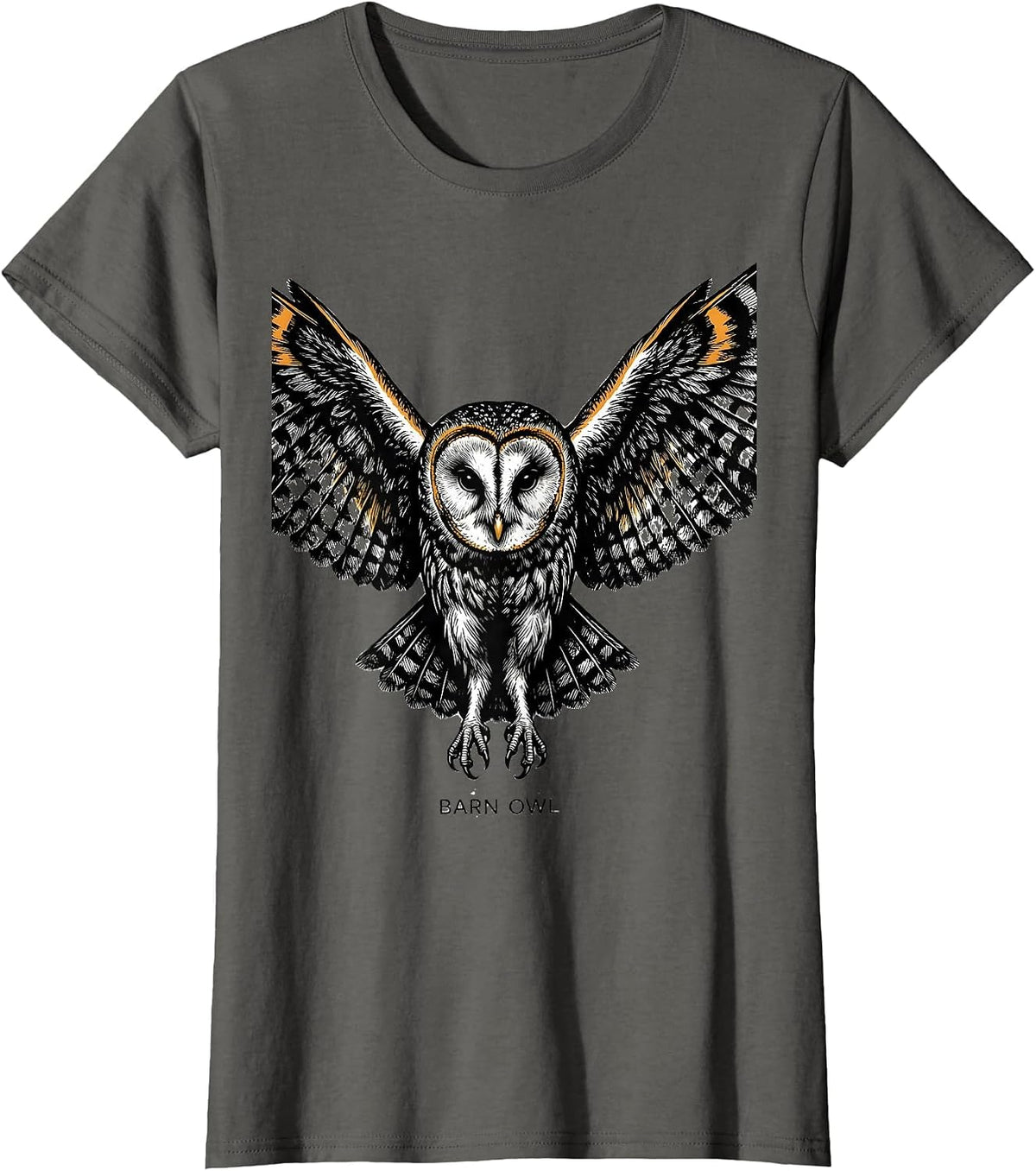 Women's Barn Owl Scratchboard Funny Owl Lover Bird Enthusiast T-Shirt - Asphalt Grey