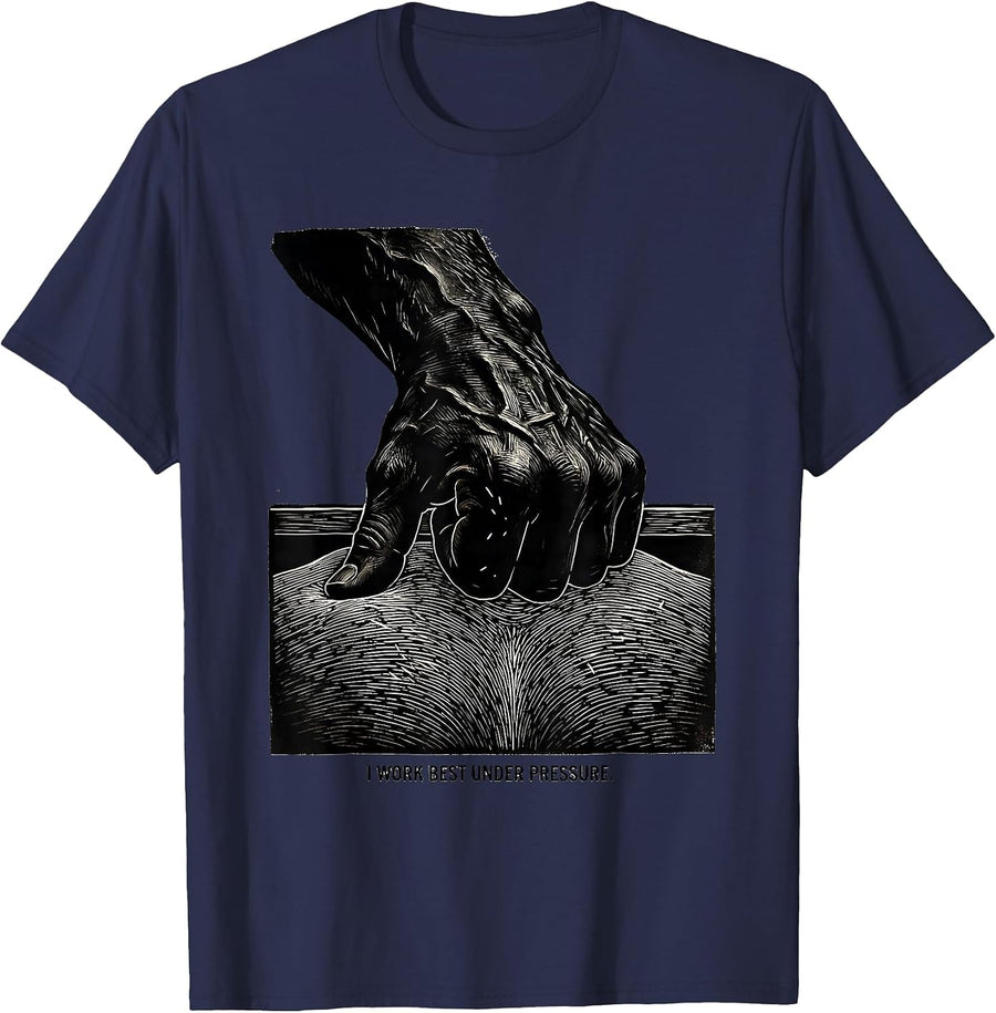 I Work Best Under Pressure Funny Physical Therapist Massage T-Shirt - Navy Blue