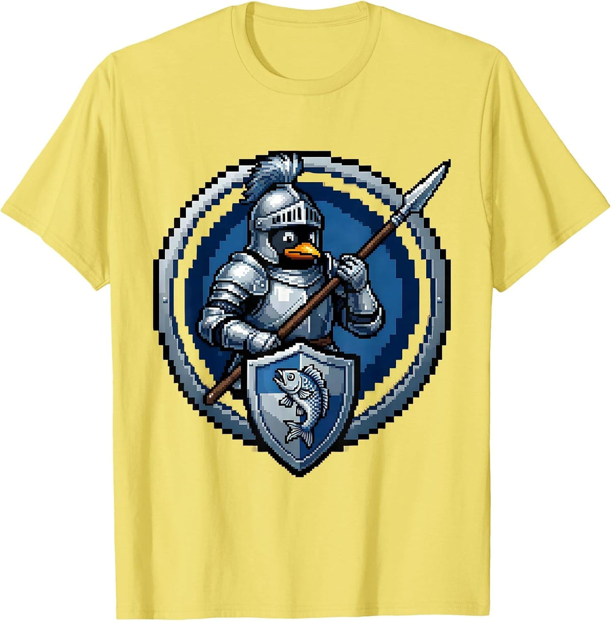 Men's Penguin Knight in Shining Armor with Lance T-Shirt - Lemon Yellow