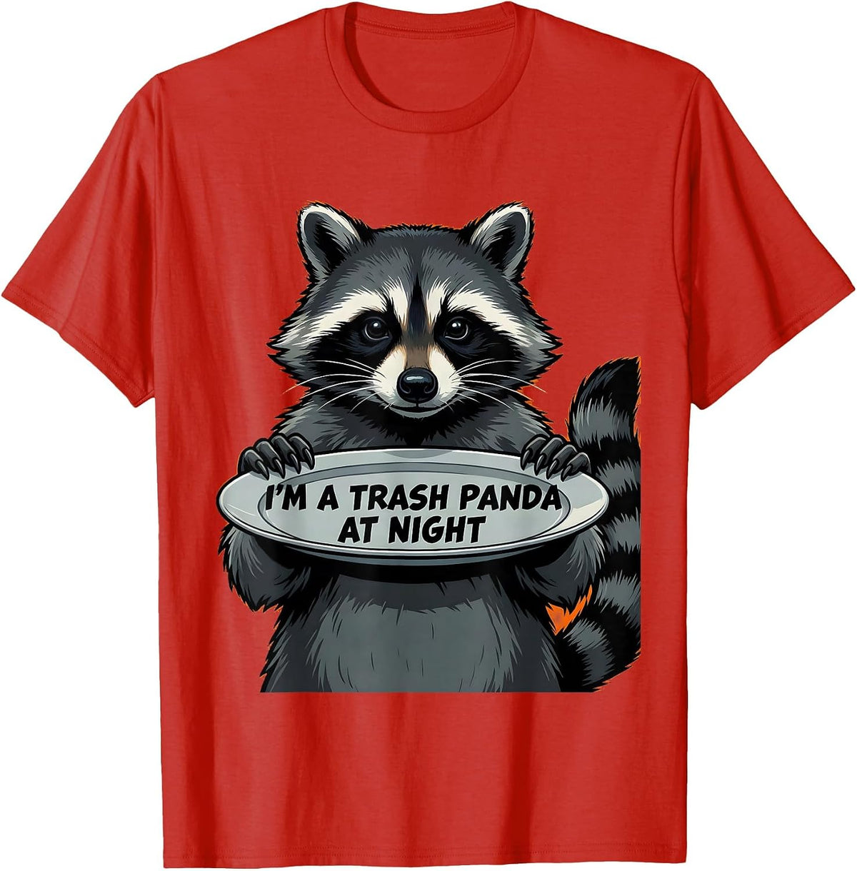 Men's I'm A Trash Panda At Night Funny Raccoon Meme Humor T-Shirt - Red