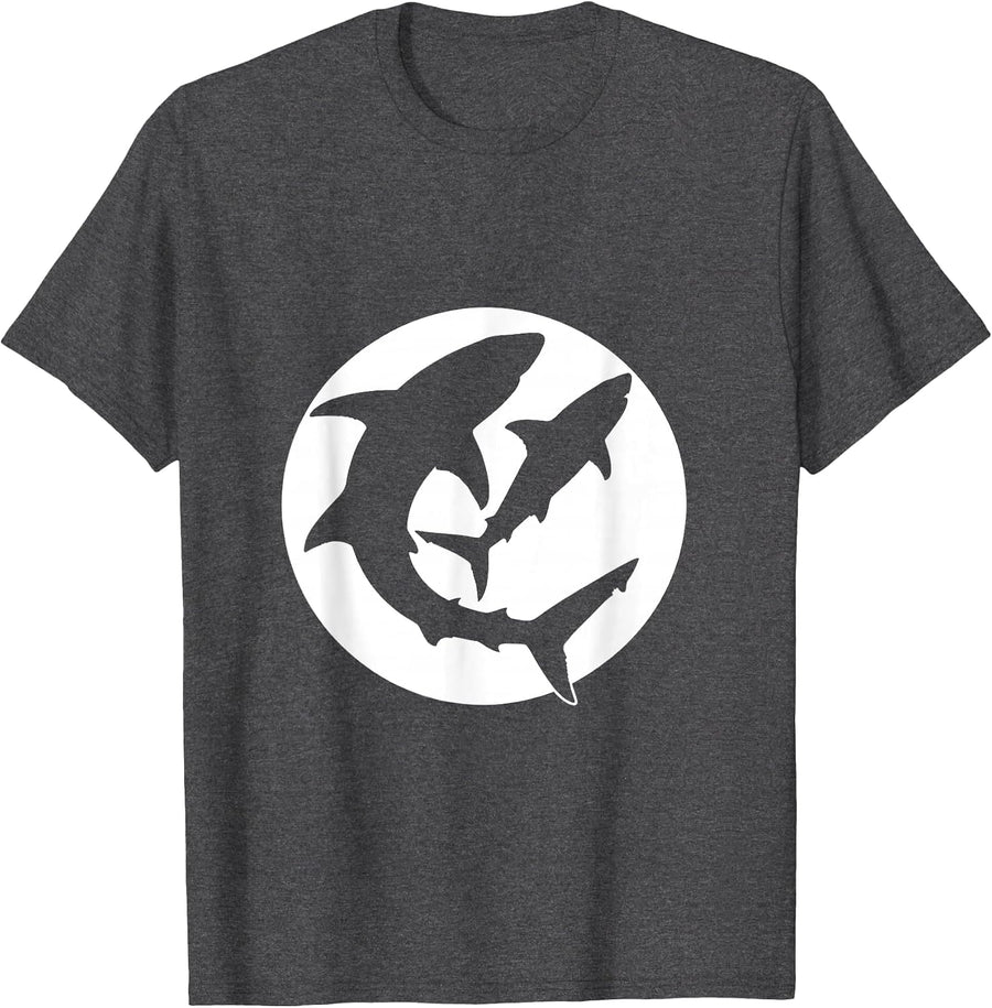 Men's Father Son Shark Duo Matching Graphic T-Shirt - Dark Heather Grey