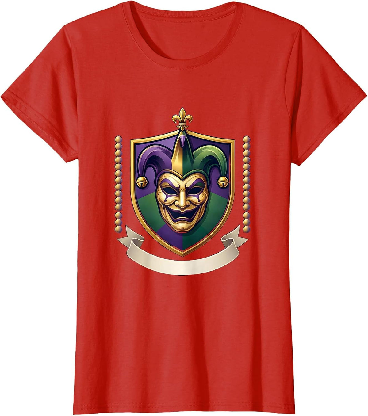 Symmetrical Crest Shield Mardi Gras Carnival Costume Party T-Shirt - Red