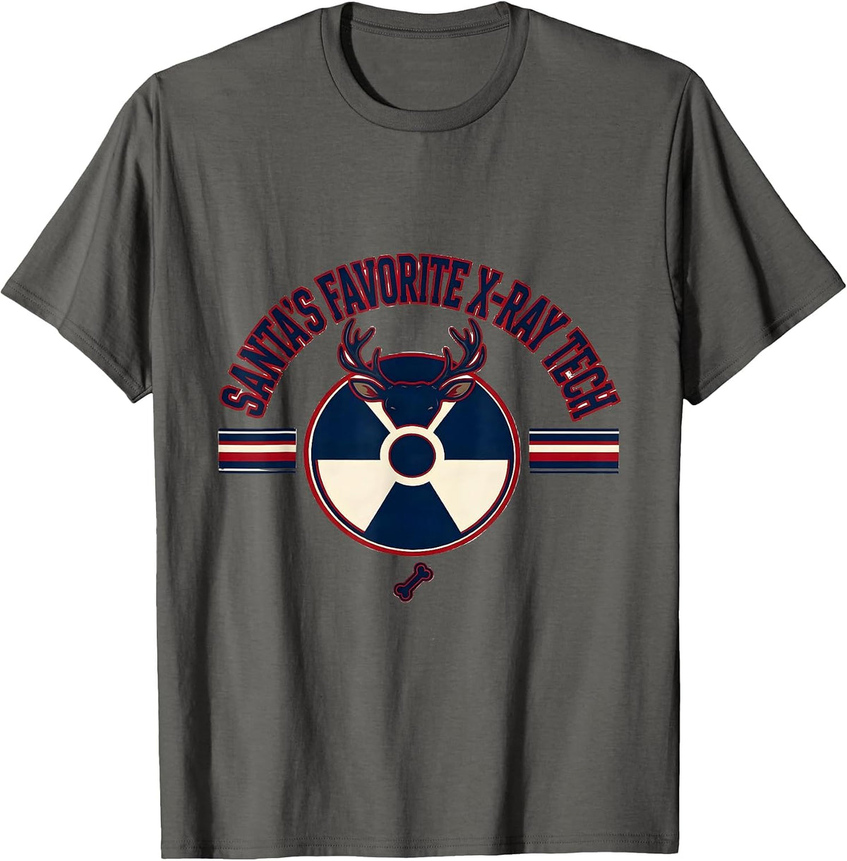 Santa's Favorite X-Ray Tech Funny Radiology Tech Humor T-Shirt - Asphalt Grey